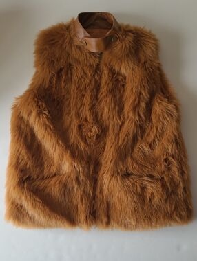Suzanne Somers Rust Reversible Faux Fur Vest